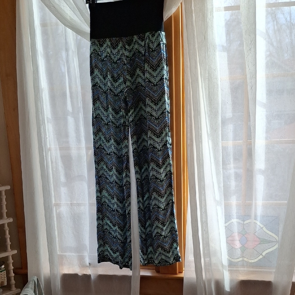 Vanity Wide Leg Blue and Black Jumpsuit with Eye-Catching Design
